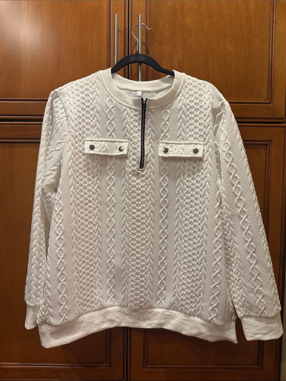 Express Cream Cable Knit Half-Zip Pullover